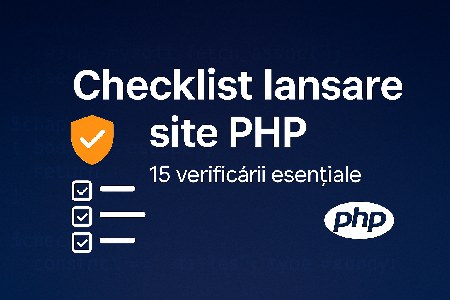 Checklist lansare site PHP: 15 verificări esențiale