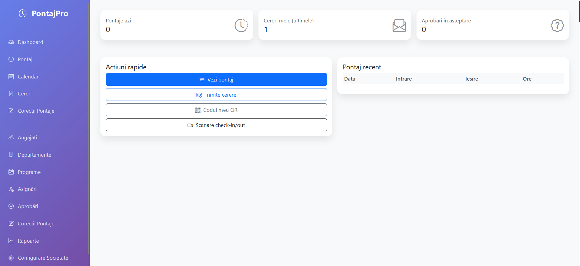 PontajPro - aplicatie pentru pontaj
