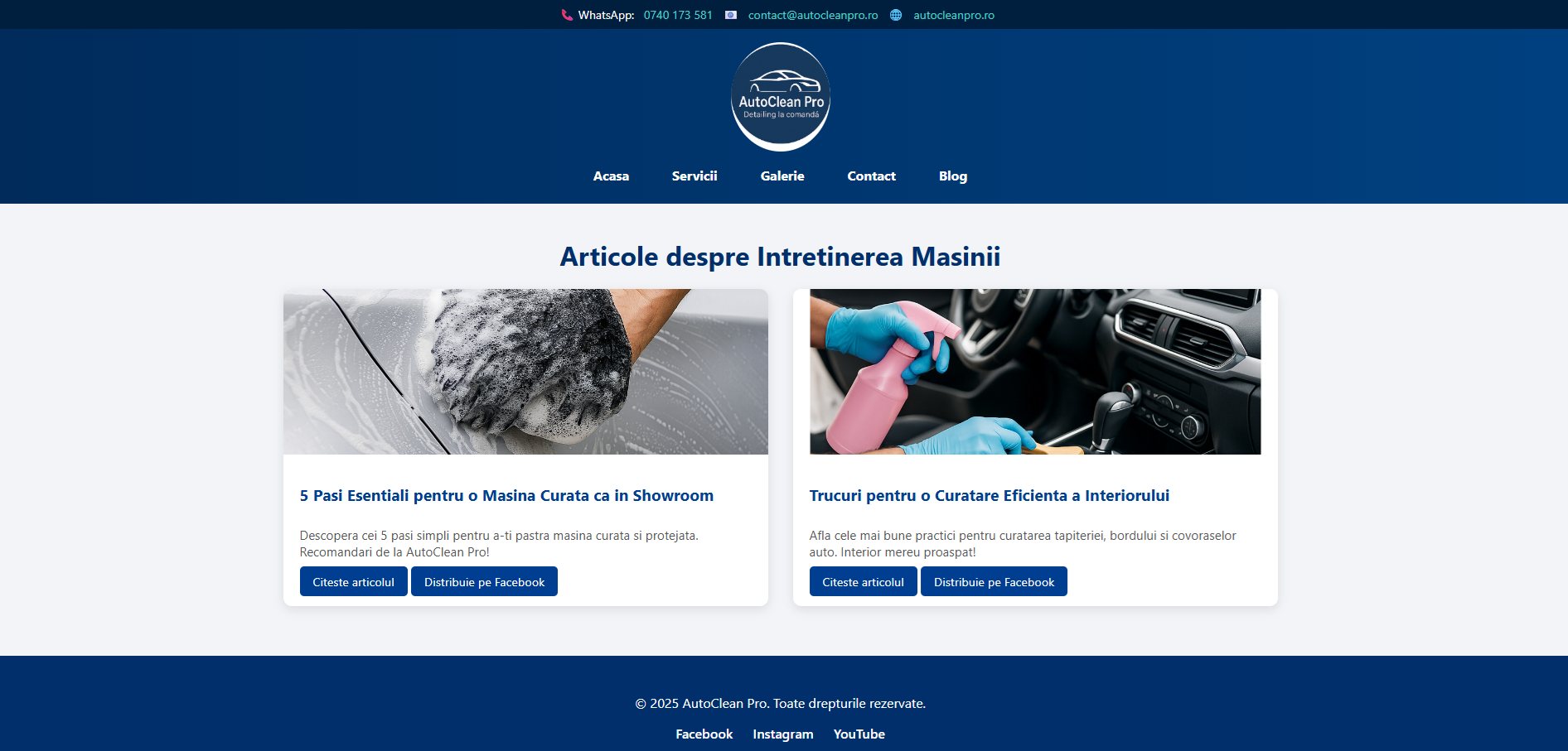 AutoClean Pro – Website + Programări + Admin