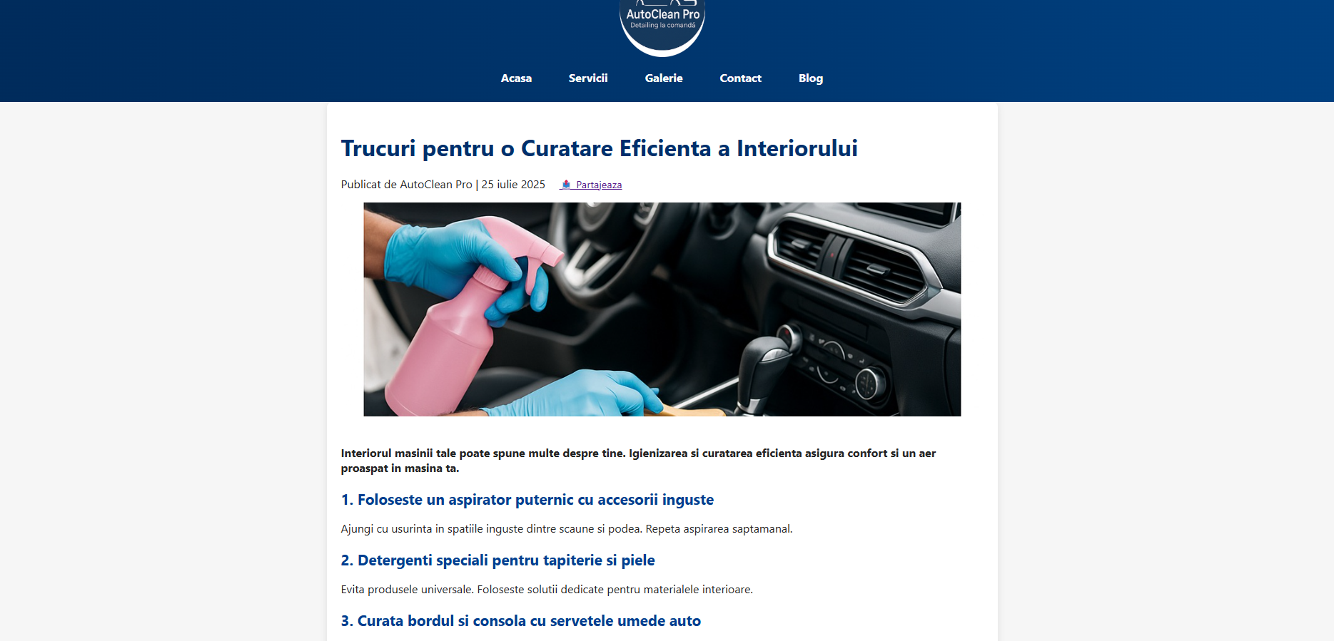 AutoClean Pro – Website + Programări + Admin